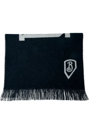 Burberry Tilbehør, Herre, Sort, ONE SIZE, Uld, Jacquard Logo Uldtørklæde Rektangulært Design