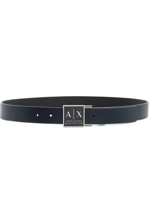Armani Exchange Tilbehør, Herre, Blå, 90 CM, Læder, Enkel Vendbar Bælte med Spænde Lukning