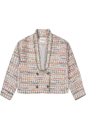Munthe Jakke, Dame, Flerfarvet, XS, Uld, Elegant Bouclé Jakke med Lang Krave