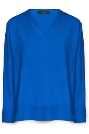Elena Miro Strik, Dame, Blå, XS, Polyester, V-udskæring top
