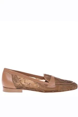 BALDININI Sko, Dame, , 37 1/2 EU, Læder, Tan petal mesh loafer