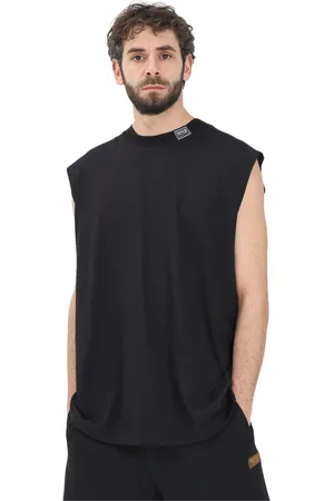 VERSACE Top, Herre, Sort, L, Sort Ærmeløs Oversize T-shirt