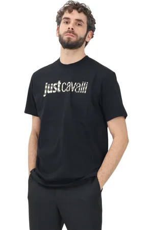 Roberto Cavalli Top, Herre, Sort, S, Sort kortærmet T-shirt Moderne