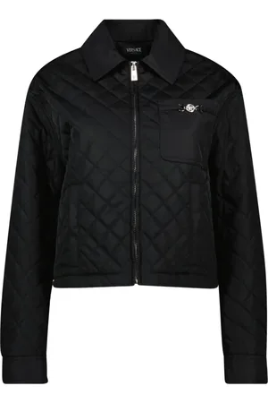VERSACE Jakke, Dame, Sort, 2XS, Uld, Quiltet Diamantjakke Sort