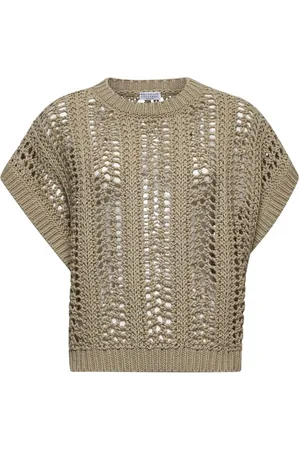 Brunello Cucinelli Strik, Dame, , M, Bomuld, Netstrik Sweater