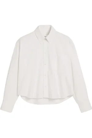 Ami Skjorte, Herre, Hvid, XS, Bomuld, Hvid Cropped Skjorte med Ami de Coeur Motif