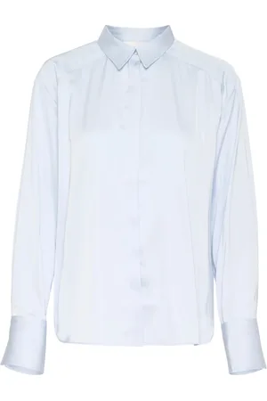 Karen by Simonsen Bluser & Skjorter, Dame, Blå, M, Polyester, Elegant Halogen Skjortebluse