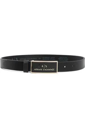 Armani Exchange Tilbehør, Dame, Sort, 75 CM, Læder, Enkel Spænde Bælte med Logo Detalje