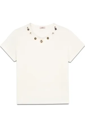 Oltre Top, Dame, Hvid, S, Bomuld, T-shirt med charms