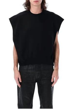 Rick Owens Top, Herre, Sort, L, Bomuld, Sort Strikvarer Ss25 Ærmeløs Sweatshirt