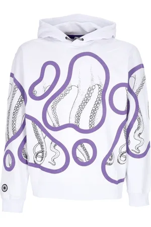 Octopus Sweathshirts & Hoodies, Herre, Hvid, M, Bomuld, Hvid hættetrøje med kængurulomme
