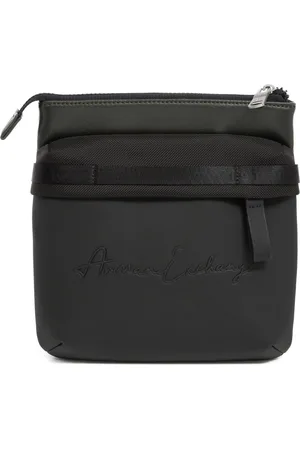 Armani Exchange Taske, Herre, Sort, ONE SIZE, Polyester, Multifarvet Crossbody Taske med Justerbar Rem