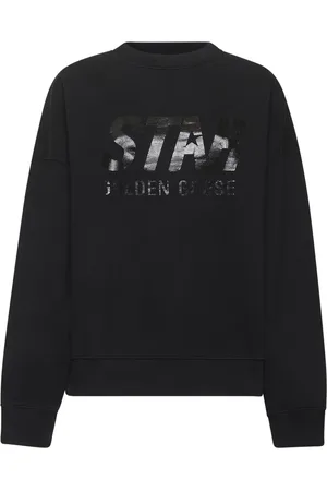 Golden Goose Sweathshirts & Hoodies, Dame, Sort, M, Bomuld, Sort sweater med folie logo print