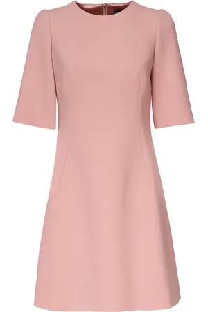 Dolce & Gabbana Kjole, Dame, Lyserød, M, Uld, Uldcrepe Midi Kjole