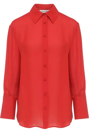 ANINE BING Bluser & Skjorter, Dame, Rød, S, Uld, Rød Bridget Skjorte Stilfuld Model