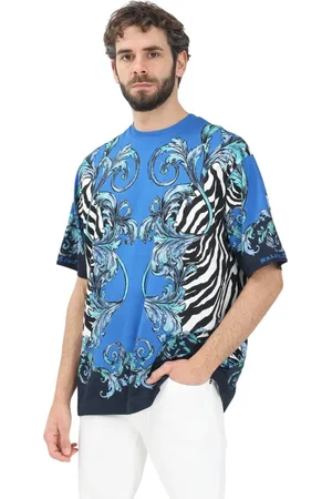 VERSACE Top, Herre, Flerfarvet, M, Uld, Barok og Zebra Print T-shirt