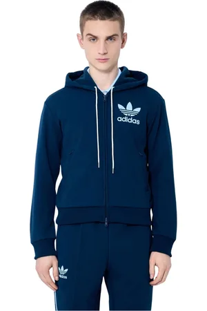 adidas Sweathshirts & Hoodies, Herre, Blå, S, Uld, Logo Zip-Up Hættetrøje
