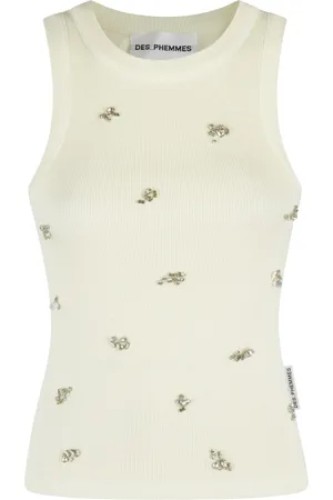 Des Phemmes Top, Dame, Gul, M, Bomuld, Ærmeløs krystal top