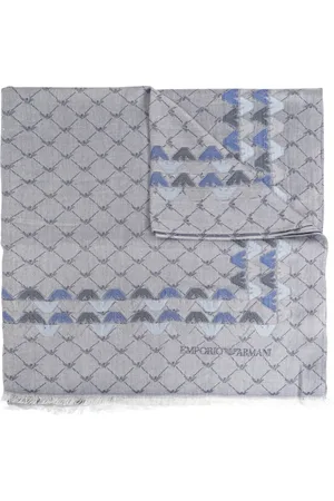 Emporio Armani Tilbehør, Dame, Grå, ONE SIZE, Polyester, Tørklæde med monogram