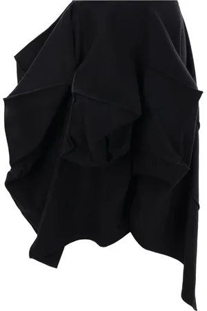 YOHJI YAMAMOTO Nederdel, Dame, Sort, M, Uld, Sort Uld Asymmetrisk Nederdel