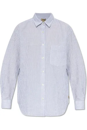 Woolrich Bluser & Skjorter, Dame, Blå, L, Bomuld, Løstsiddende Skjorte