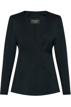 Emporio Armani Jakke, Dame, Blå, S, Polyester, Blazer med dobbelt slids bagpå