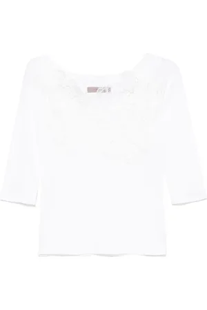 D.EXTERIOR Top, Dame, Hvid, L, Uld, Hvid Elegant Top Slid Ss25