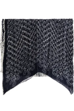 Giorgio Armani Tilbehør, Herre, Blå, ONE SIZE, Uld, Plisseret tørklæde med monogram