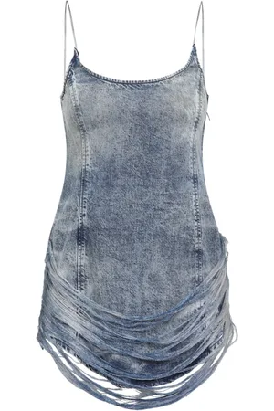 Diesel Kjole, Dame, Blå, XS, Kort Mini Kjole i De-Dra Stil