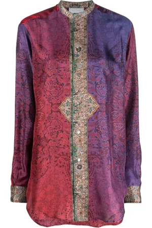 PIERRE-LOUIS MASCIA Bluser & Skjorter, Dame, Flerfarvet, M, Gradient Effekt Paisley Print Silkeskjorte