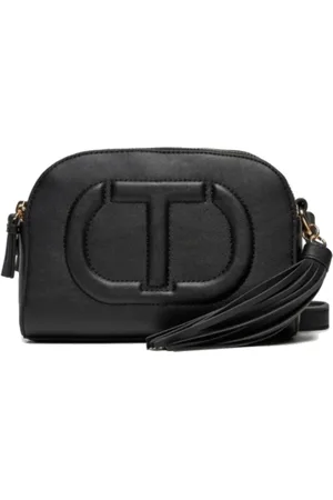 Twin-Set Taske, Dame, Sort, ONE SIZE, Uld, Elegant Skuldertaske i Imiteret Læder