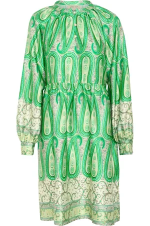 Cream Kjole, Dame, Grøn, XS, Polyester, Grøn Paisley Border Kjole
