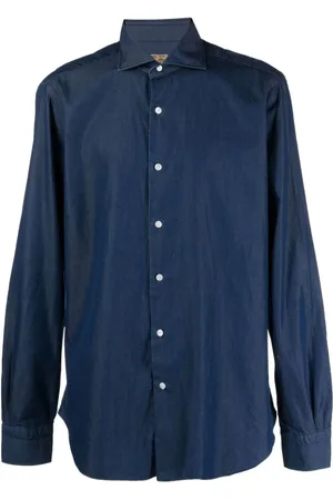 BARBA Skjorte, Herre, Blå, 4XL, Denim, Klassisk Denim Skjorte til Mænd