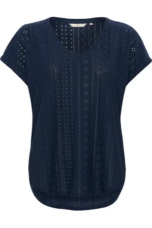 Cream Bluser & Skjorter, Dame, Blå, M, Polyester, V-Neck T-Shirt Kjoleblå