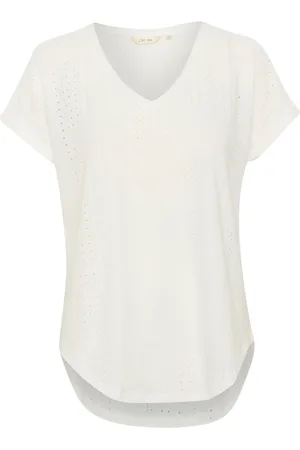 Cream Top, Dame, Hvid, S, V-Neck T-Shirt Top Snow
