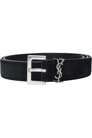 Saint Laurent Tilbehør, Herre, Sort, 75 CM, Læder, Sort Sortlæderbælte med Cassandre-logo