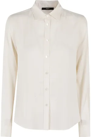SEVENTY BY SERGIO TEGON Bluser & Skjorter, Dame, Hvid, M, Silke Crepe Ensfarvet Skjorte