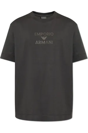 Emporio Armani Top, Herre, Grå, L, Bomuld, T-shirt med trykt logo