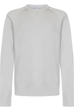 James Perse Sweathshirts & Hoodies, Herre, Grå, M, Bomuld, Lys Grå Sweater med Ribbet Hals