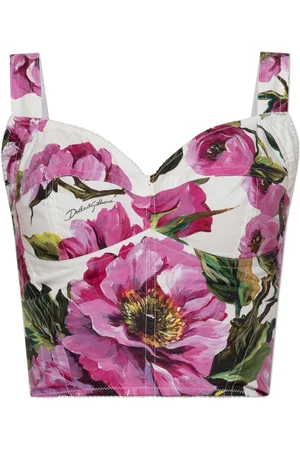 Dolce & Gabbana Top, Dame, Flerfarvet, 2XS, Tyl, Top med blomstermønster