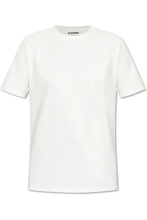 Jil Sander Top, Dame, Hvid, XS, Bomuld, T-shirt med logo patch