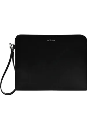 Kiton Taske, Dame, Sort, ONE SIZE, Læder, Elegant læder clutch med aftagelig rem