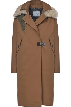 Bazar Deluxe Frakke, Dame, Brun, 2XS, Bomuld, Foret Bomuldstrenchcoat med Aftagelig Krave