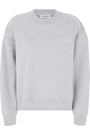 The Attico Sweathshirts & Hoodies, Dame, Grå, S, Bomuld, Grå Ribbet Crewneck Sweater Logo