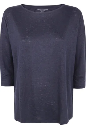 Majestic Strik, Dame, Blå, L, Elegant Boat Neck Sweater