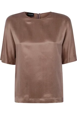 Giorgio Armani Bluser & Skjorter, Dame, Brun, S, Viskose Cupro Skjorte