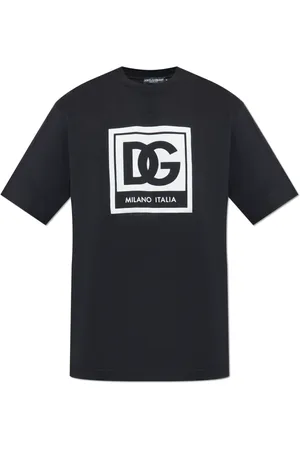 Dolce & Gabbana Top, Herre, Sort, S, Bomuld, T-shirt med trykt logo