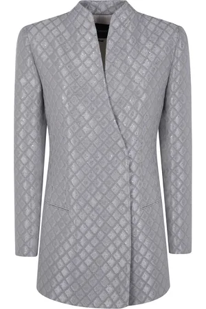 Giorgio Armani Jakke, Dame, Grå, S, Geometrisk Jacquard Pailletjakke