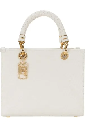 Elisabetta Franchi Taske, Dame, Hvid, ONE SIZE, Polyester, Lille Jacquard Tote med Charms