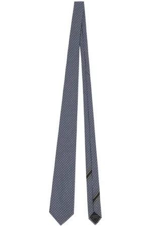 BRIONI Tilbehør, Herre, Blå, ONE SIZE, Elegant Silke Jacquard Slips Blå Geometrisk